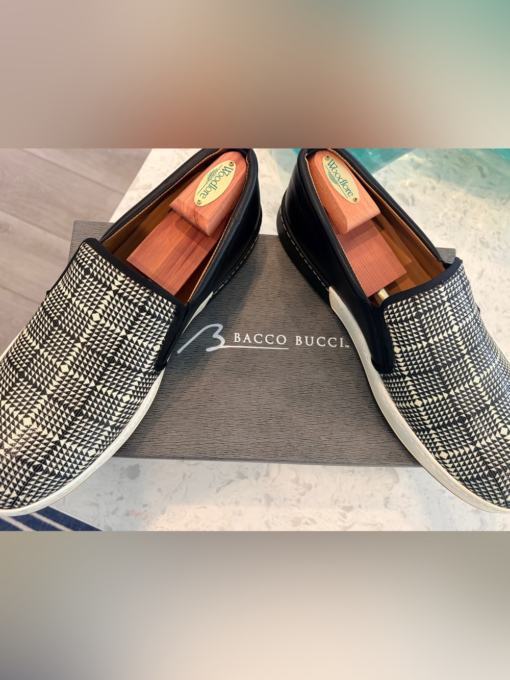 NEW Bacco Bucci Omak Genuine Calfskin Slip-On Shoes Made in Spain 12D w/ box.